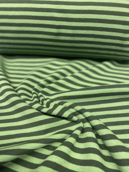 Feinrippbündchen Streifen dunkel waldgrün - grasgrün 5mm
